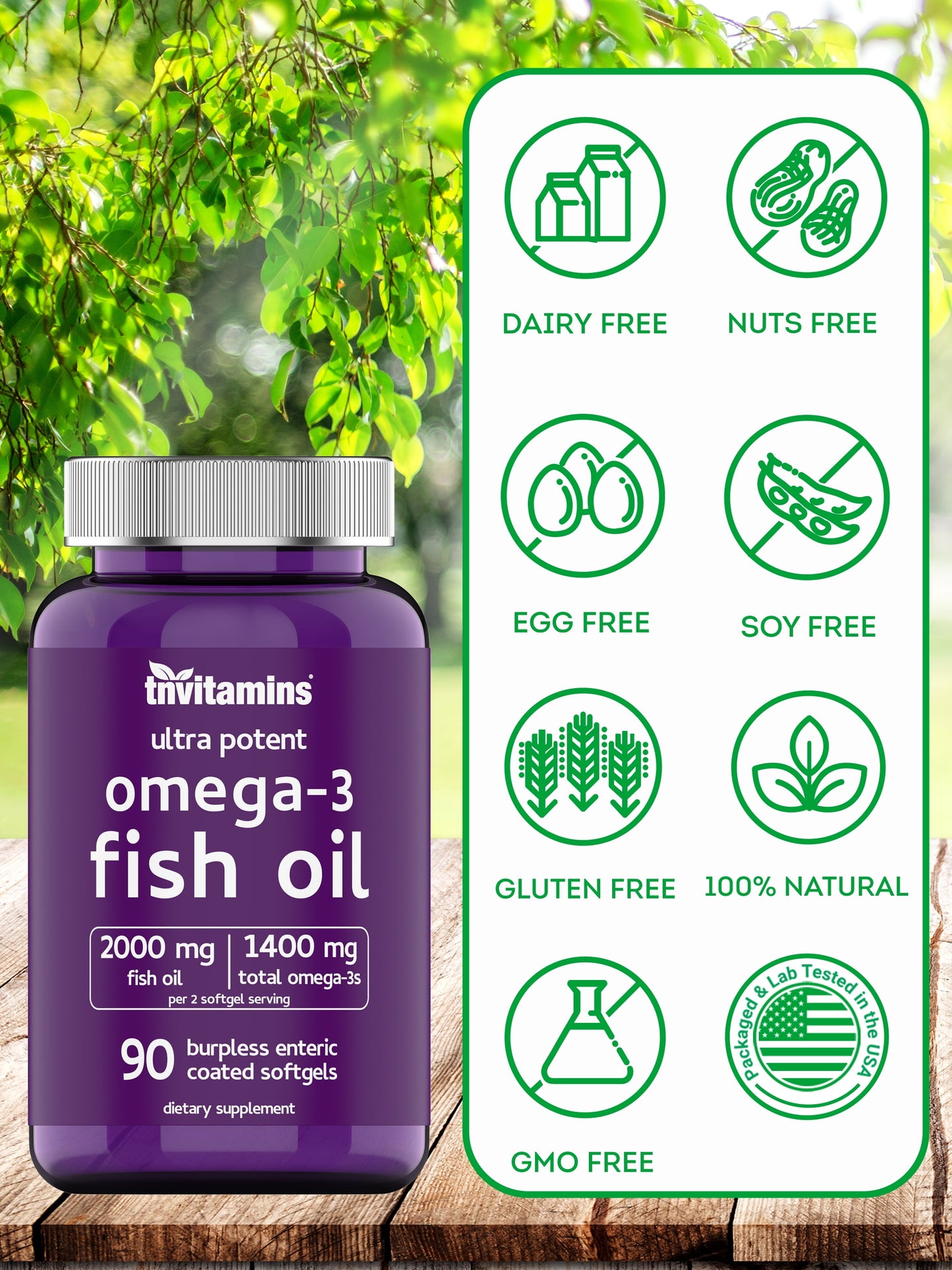 Aceite De Pescado Omega-3 Burpless: 2000Mg X 90 Cápsulas Blandas / 1400Mg De Ácidos Grasos Omega-3 Totales (800Mg EPA Y 600Mg DHA)