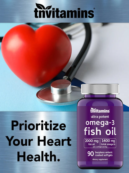 Aceite De Pescado Omega-3 Burpless: 2000Mg X 90 Cápsulas Blandas / 1400Mg De Ácidos Grasos Omega-3 Totales (800Mg EPA Y 600Mg DHA)