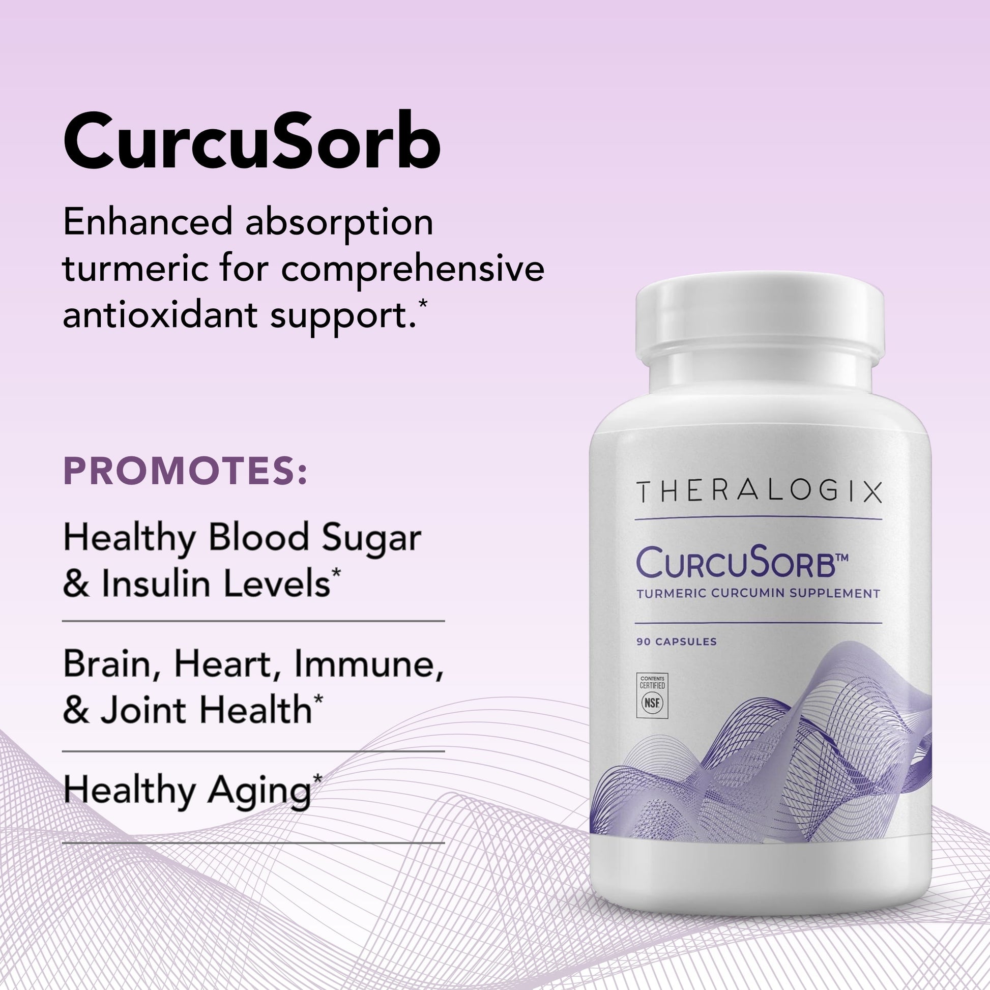 Curcusorb Turmeric Curcumin Supplement - 90-Day Supply - High-Absorption Turmeric Curcumin - Supports Brain, Heart, Immune & Joint Health - Aids Healthy Aging - NSF Certified - 90 Capsules
