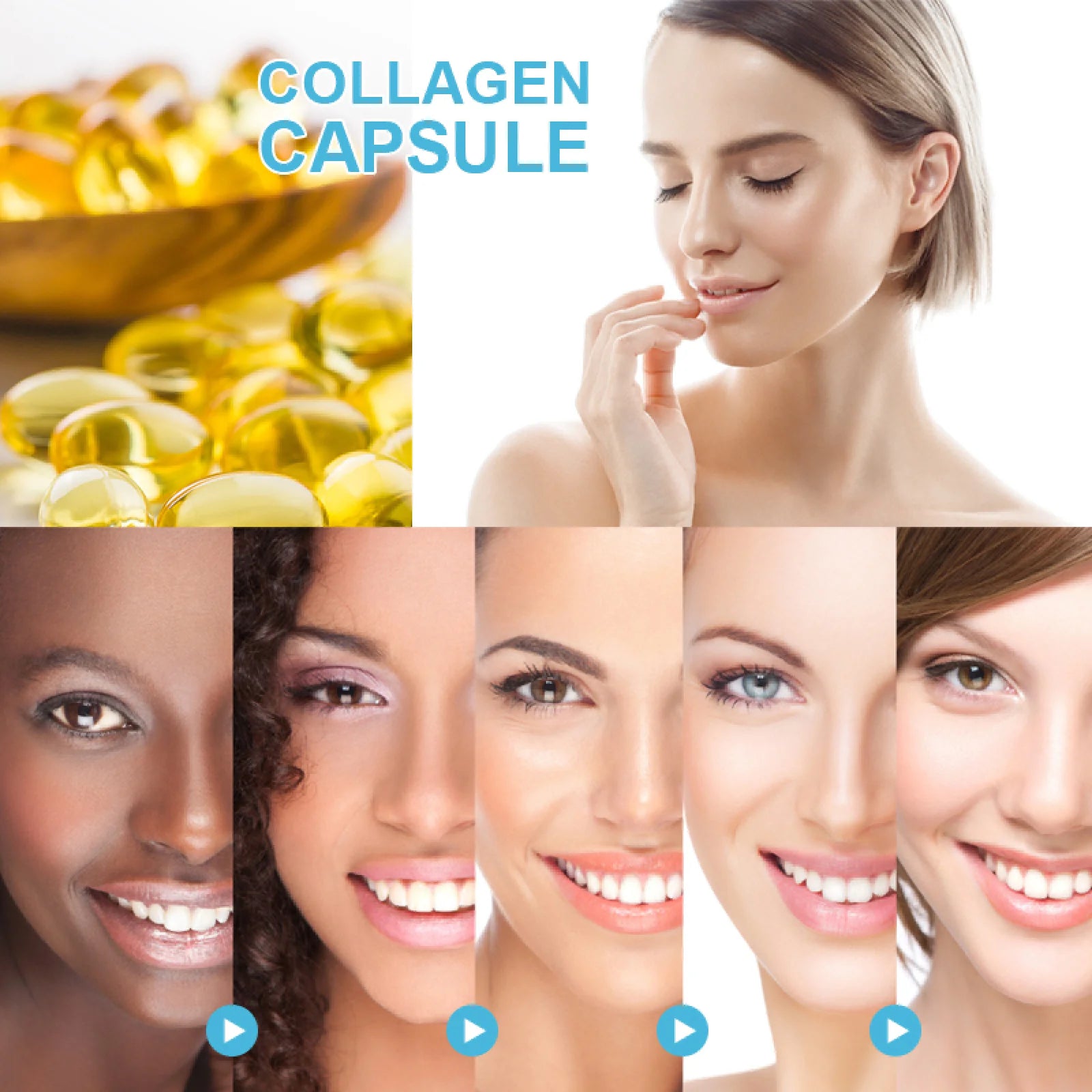 Multi Collagen Gummies | 5 Types of Food Source Collagen Supplement | 60 Gummies