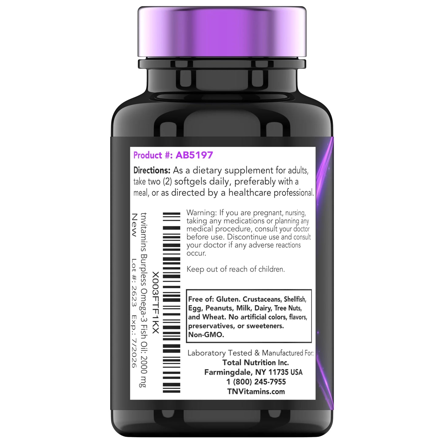 Aceite De Pescado Omega-3 Burpless: 2000Mg X 90 Cápsulas Blandas / 1400Mg De Ácidos Grasos Omega-3 Totales (800Mg EPA Y 600Mg DHA)